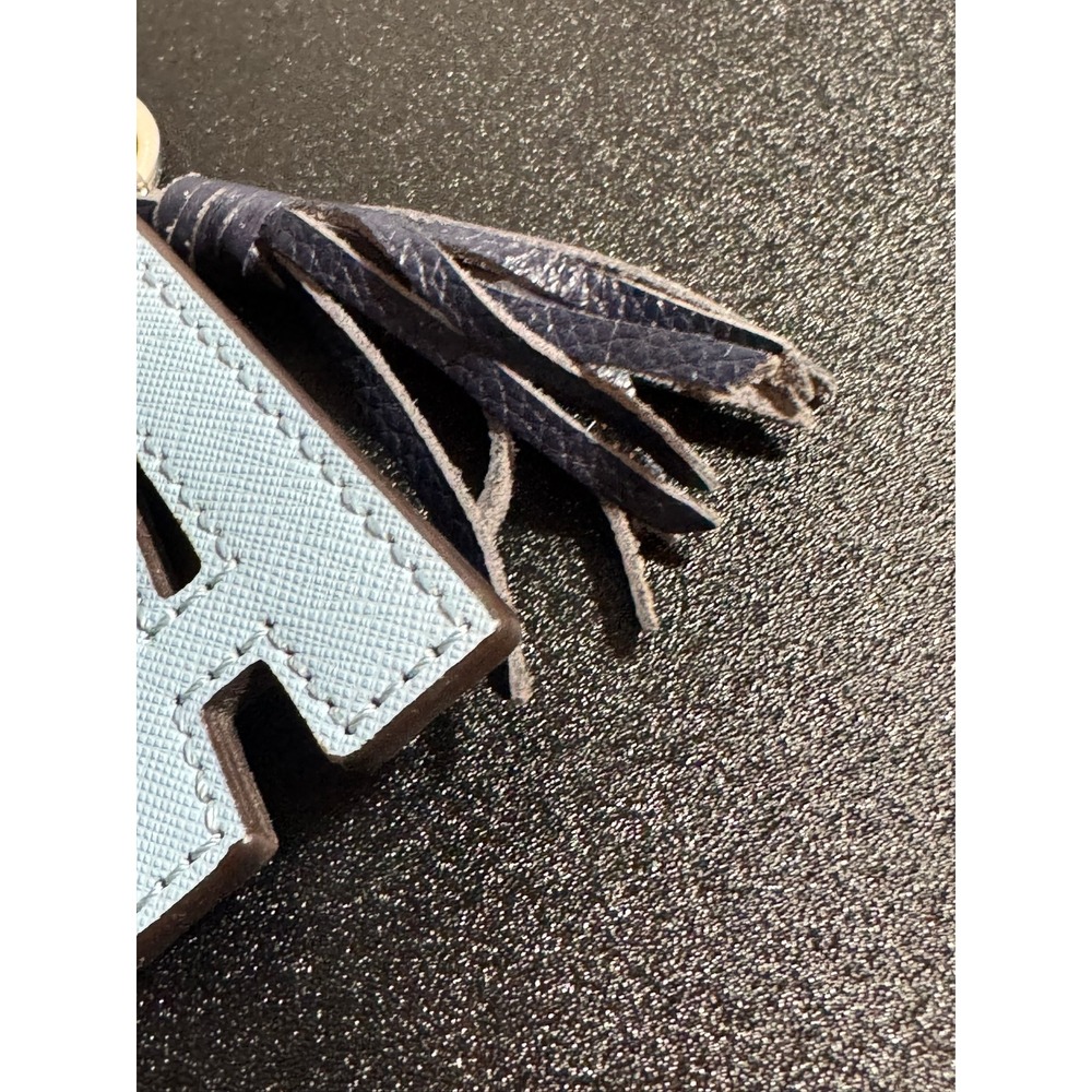 Rebecca Minkoff Letter A Light Blue Saffiano Tassel Charm Keychain‎ Bag Fob - Picture 11 of 12